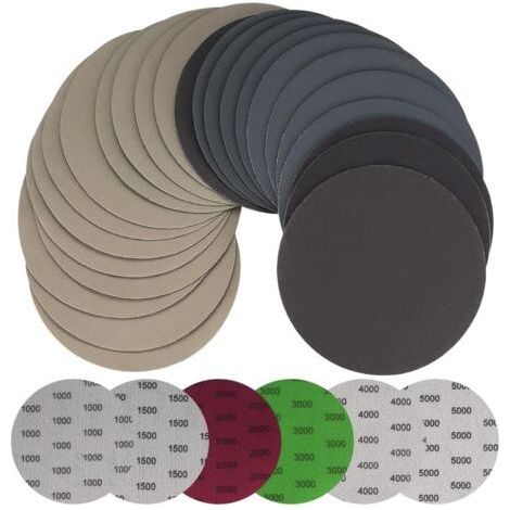 30 Stück 125 mm Nass-/Trockenschleifpapier, runde Schleifscheiben, Exzenterschleifteller, Schleifpapierbögen für Metall und Holz – Körnung 1000/1500/2000/3000/4000/5000 (1/5)