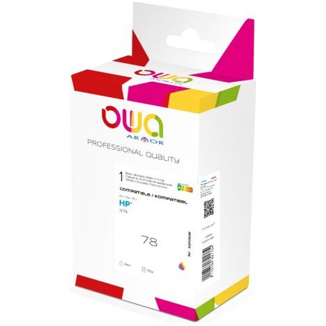 Cartouche 3 couleurs OWA compatible HP78 Cyan Magenta Jaune pour imprimante jet d'encre