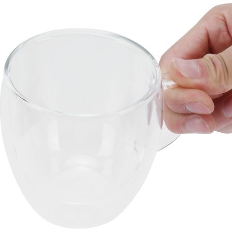 Verre Transparent Double Paroi avec Anse 250ml, Tasse à Café Thé Lait, Résistant à la Chaleur, Idéal Boissons Chaudes (1/5)