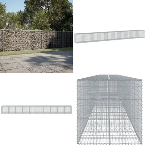 vidaXL Panier gabion avec couvercle 1000x100x100 cm fer galvanisé (1/5)
