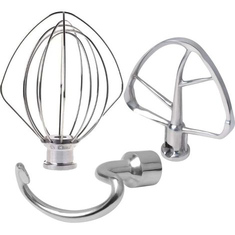 Batidor de acero inoxidable compatible con batidor, gancho para masa y juego de batidor plano, compatible con todos los procesadores de alimentos Artisan de 5L (1/5)
