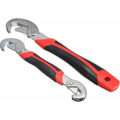 EASYCOMFORT Clé à Molette, Clé à Tuyau Réglable Jeu d'Outils, Clés de Serrage Réglable, Clés Réglables Serre Ecrou, pour écrous Hexagonaux Carrés 6-32 mm Boulons Tubes Tuyaux Plombier (Rouge) (1/4)