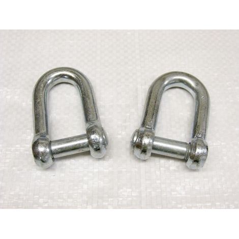 x2 10MM Galvanised Commercial Dee Shackles With Countersunk Pin - Chain Connect Caravan Tether Flush (1/2)
