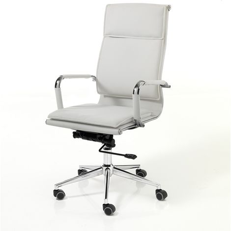 Poltrona da ufficio in pelle sintetica bianca cm H.110/120xL.57xP.66