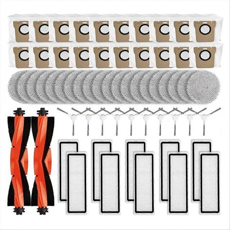 Balai robot accessoires kit: brosse latérale + filtre HEPA + serpillière microfibre + sacs à poussière, pièces de rechange pour aspirateur robot, nettoyage complet, lot multifonction. (1/5)