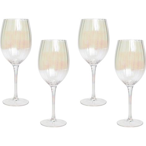 Conjunto de 4 copas de vino tinto sopladas a mano 53 cl acabado iridiscente Morganite (1/5)