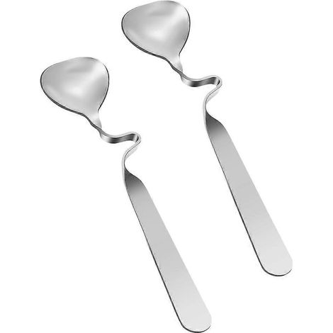 Lot de 2 cuillères en acier inoxydable compatibles avec le café, cuillères argentées pour mélanger le miel et la confiture (1/5)