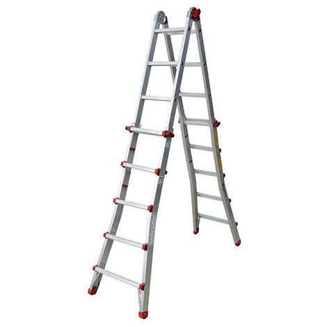 SCALA TELESCOPICA PROFESSIONALE IN ALLUMINIO 8+8 GRADINI PORTATA 150KG 2,12/4,15 mt - T4S SUPER TELES FARAONE (1/3)