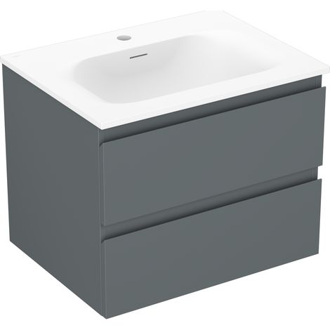 Mexen Orio Badezimmerschrank 60 cm mit Waschbecken Vela, 2 Schubladen, Graphit Matt/Weiß Matt - 91A10-06047-2-BFF66-W23M01 (1/5)