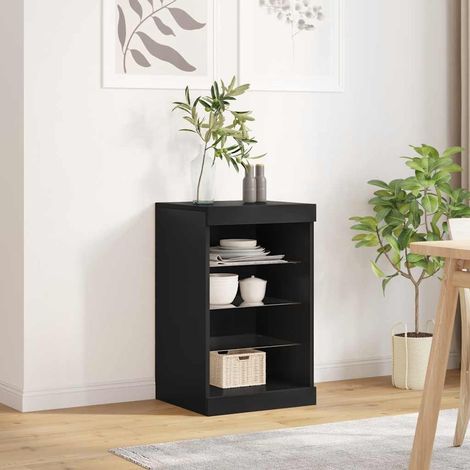 Sideboard with LED Lights Black 41x37x67 cm vidaXL