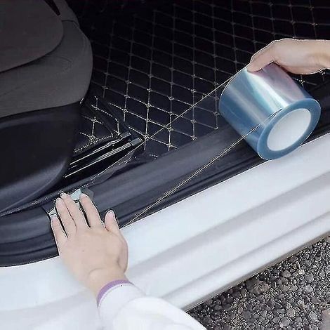 Transparente Schutzfolie für Einstiegsleisten von Autos, selbstklebende Schutzfolie für die meisten Autos (10 cm x 5 m) (1/5)