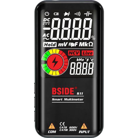 S11 9999 Multimeter mit wiederaufladbarem LCD-Display, misst Wechsel-/Gleichspannung, Widerstand, Kapazität, Frequenz, Dioden und Durchgang.