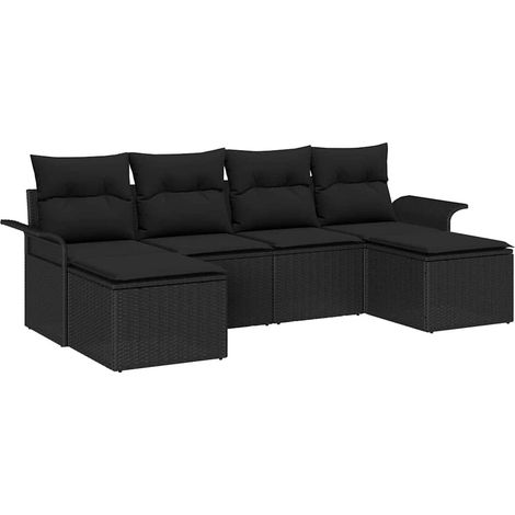 Maison Exclusive - Gartensofa-set mit Speicher 6 pcs Schwarz Poly