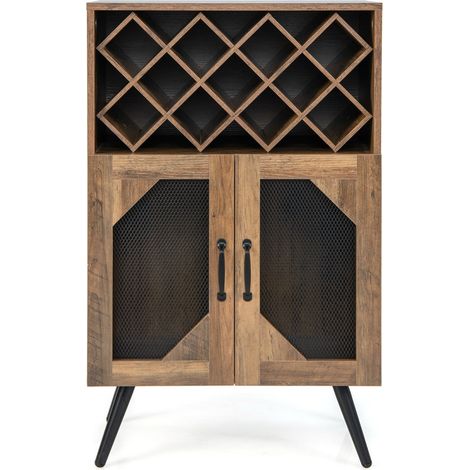 Credenza da cucina con portabottiglie rimovibile 59,5 x 33,5 x 93,5 cm design industriale stile vintage MDF marrone rustico 200019390