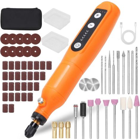 Utensile rotante senza fili – Mini trapano elettrico con 5 velocità variabili e accessori, kit di levigatura per lucidatura/intaglio/taglio/pulizia/affilatura -Crezuo