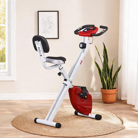 Vélo d'appartement coloris rouge en acier 43 x 97 x 109 cm (1/5)