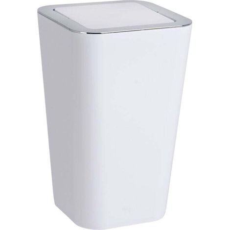 Poubelle Salle de Bain à couvercle oscillant Candy , Poubelle à Couvercle basculant, Plastique haut de gamme, Capacité 6L, 18x28,5x18cm, Blanc (1/4)