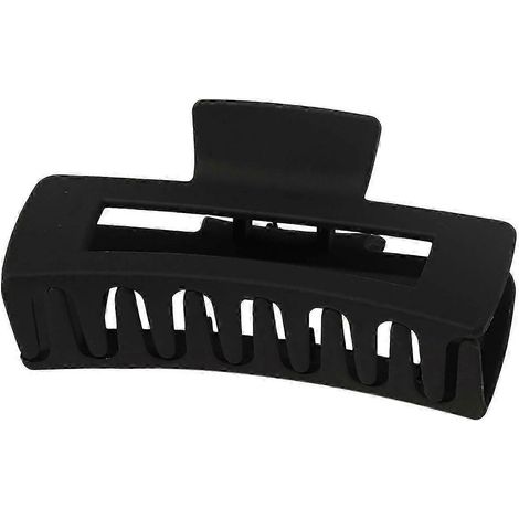 Pince à cheveux en plastique pour femme, dents antidérapantes, forte adhérence, texture givrée, style requin.-Black (1/5)