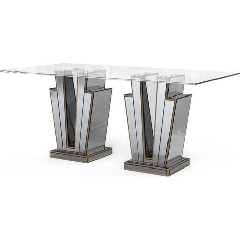 Table à manger GALAXY miroir plateau transparent (1/2)