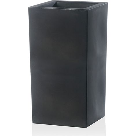 Vaso Quadrato Indoor e Outdoor Tera Schio Cubo Alto Smoke 41x41 cm in Plastica Grigio