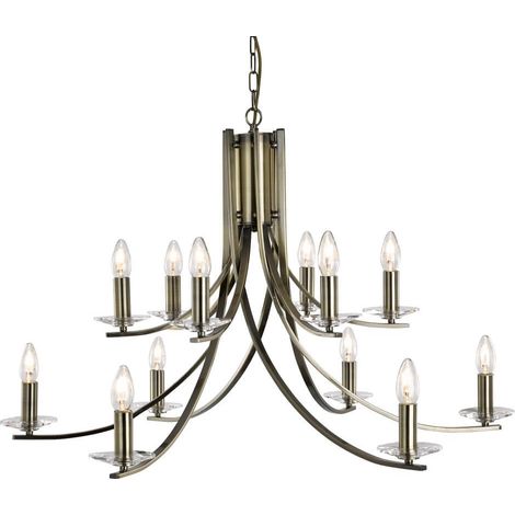 Lampe à suspension en laiton Ascona Ø 88 cm - 41612-12AB (1/3)