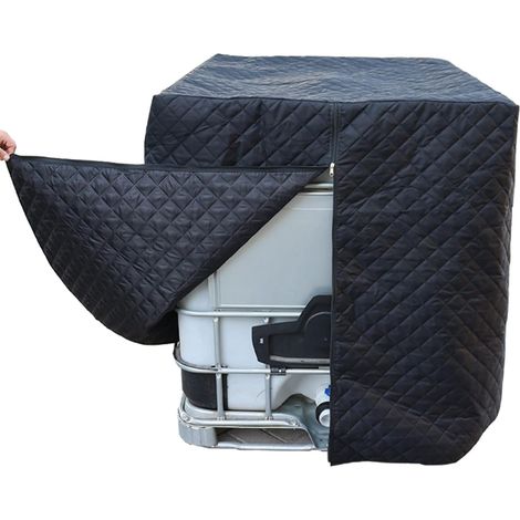 IBC Couvercle de réservoir, IBC, isolation thermique, protection contre la pluie, protection IBC, protection contre le gel, protection pour réservoir IBC, conteneur, réservoir d'eau de pluie (noir) (1/5)