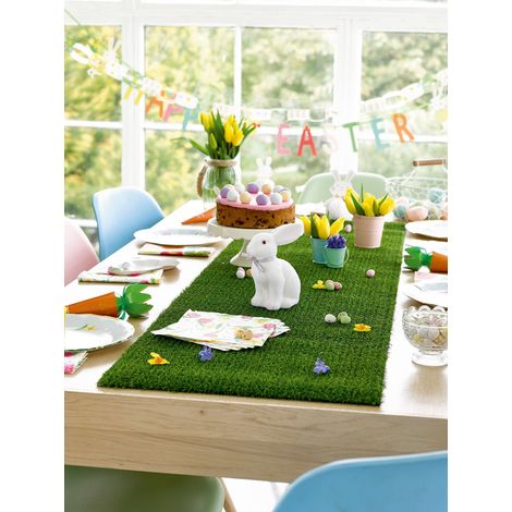 Chemin de Table en Herbe Artificielle - Chemin de Table Vert Réutilisable - 1,5 m Utilisation Intérieure - Décorations de Pâques, Printemps, Été, Herbe Mousse pour Jardin de Fées, Thème Football, Vert (1/5)