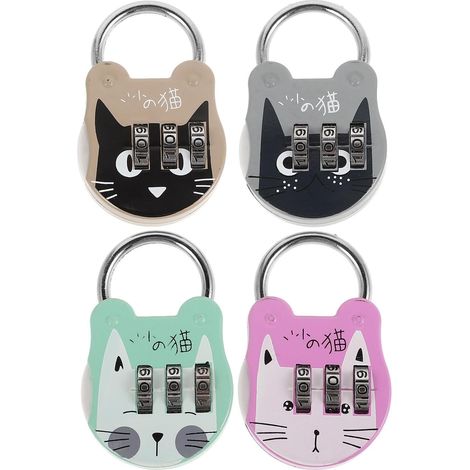 Lot de 4 mini cadenas à combinaison numérique en acier inoxydable avec bouton à ressort (1/5)
