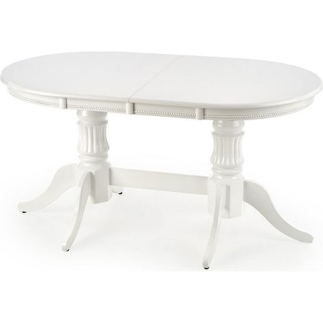 Table de salle à manger extensible blanche avec structure en bois massif Roma (1/5)