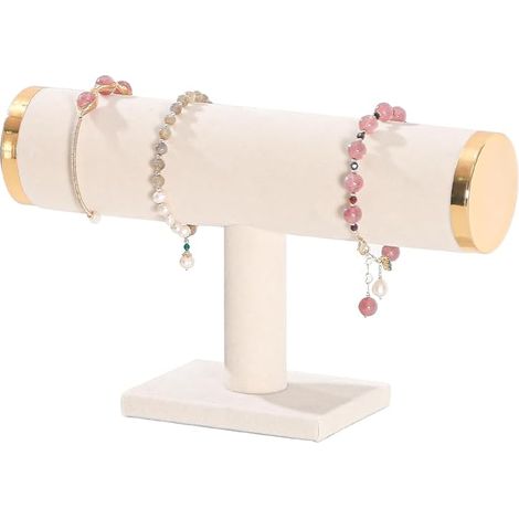 Sollbry Porte-bracelet, présentoir à bijoux pour montres, petit rangement de bijoux pour filles (Beige) (1/5)
