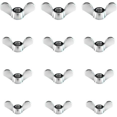 12 Pcs Ecrous Papillon en Zinc Brillant Ecrous à Oreilles en Taille M4 M5 M6 M8 Assortiment Boulons à Ailette pour Outils de Bricolage Boulon de Serrage Argent Pour Fixation (1/4)