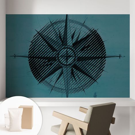 Papier peint intissé avec imprimé pour intérieur moderne application facile a motif - Colle incluse gratuite Boussole marine 104x70 cm (1/5)
