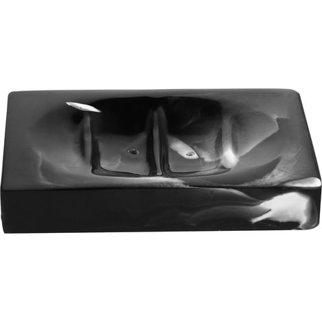 Porte-savon de style européen, plateau en résine effet marbre noir avec égouttoir à savon (1/5)