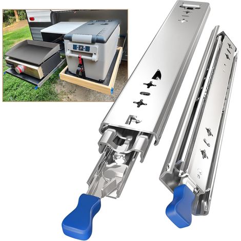 Glissiere Pour Tiroir Charge Lourde 400 mm Avec Serrure Charge max 120 kg Pour Camping Car & Van Latéral Coulisse de Tiroir Sortie Totale Rail Coulissant Glissière a Bille 1 Paire(2 pièces) (1/5)