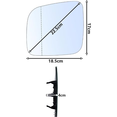 VW T5 2003-2009 / Caddy 2004-2015 Convex Heated Left Mirror Glass - External Mirror Adjustable with Bracket and Backup Glass (1/2)