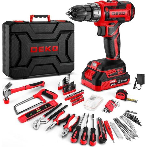 186-teiliges Werkzeugkoffer Set mit 20V Akku-Bohrschrauber für Heimwerker (1/5)