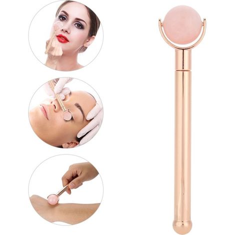 Rouleau de Gua Sha en Quartz Rose pour Lifting et Hydratation de la Peau (1/5)
