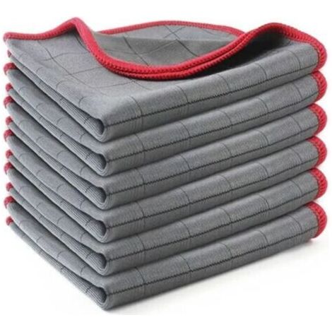 BARKBUSTERS Chiffon Magique Microfibre Carbone , 6X Serviette Sans Trace à Polir, Lingette Essuie Verre Vitre Lunette Vaisselle Cuisine Menage Voiture, Torchon Nettoyage Réutilisable Lavable, Rouge (1/4)