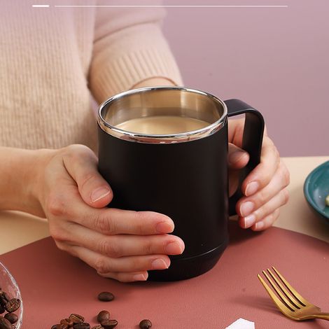 Kaffeebecher 460 ml, Edelstahl 304, auslaufsicher, elegant, tragbarer Becher für Outdoor-Aktivitäten, Schwarz (1/5)