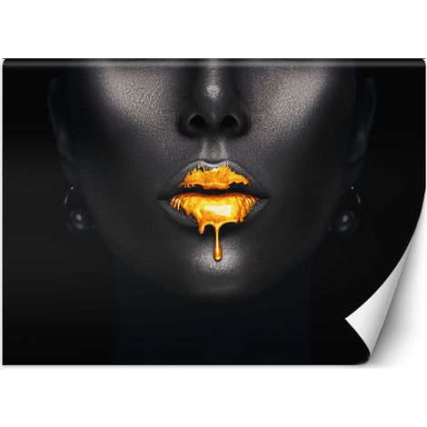 Fototapete Goldene Lippen Weiblich Glamour Style 100x70 cm (1/5)