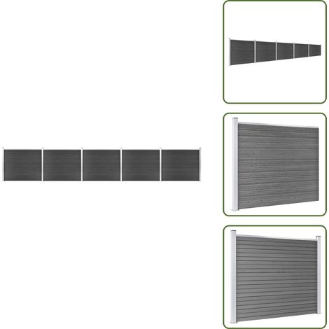 Barriera da giardino - vidaXL Set Pannello di Recinzione in WPC 872x146 cm Grigio - Recinzione modulare