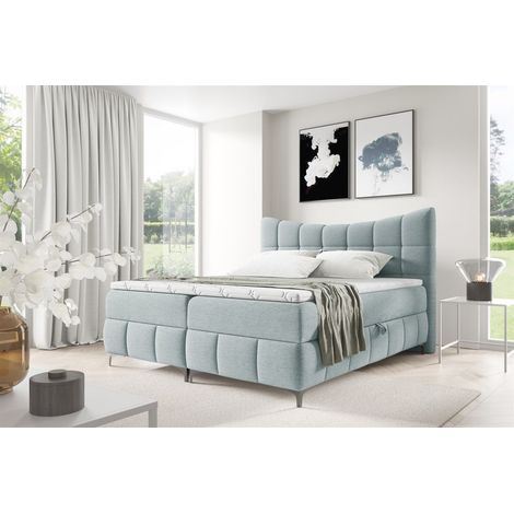Boxspringbett Schlafzimmerbett CHARLES 200x200cm Stoff Freya Sky