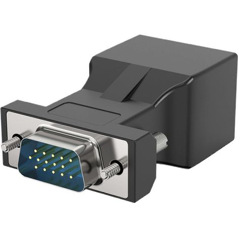 Répéteur réseau VGA mâle vers RJ45 femelle, transmission sans faille, adapté aux projets KTV, assurant une connectivité vidéo fiable. (1/5)