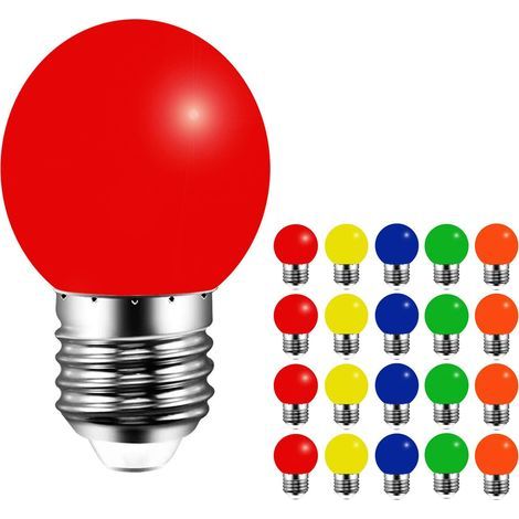 Paquete de 20 bombillas LED E27 de 3W con forma de bola de golf, AC220V, no regulables, con cubierta de plástico, guirnalda de bombillas multicolores para interiores y exteriores, ideal para decorar f (1/5)