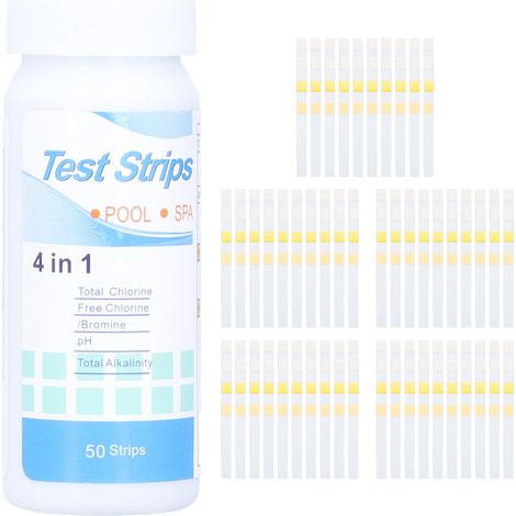 GARRYFIZH 50 Compte 4in 1 Piscine Spa Bandelettes de Test D&39eau Chlore Libre/Brome PH Alcalinité