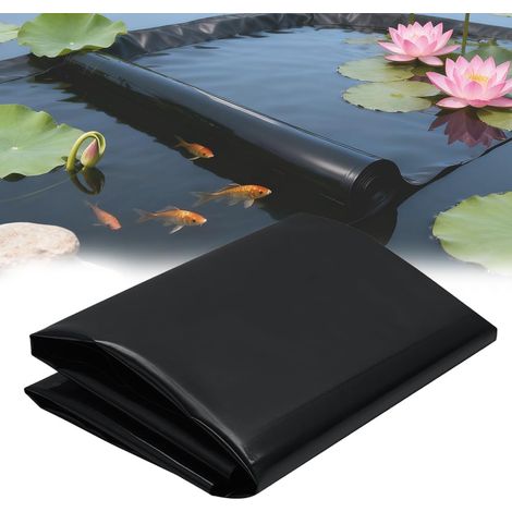 Bâche d'étang - 2 x 6 m Épaisseur : 0,5 mm En polyéthylène haute densité Noir Pour bassin à poissons, fontaine, jardin aquatique, cascade de (1/5)