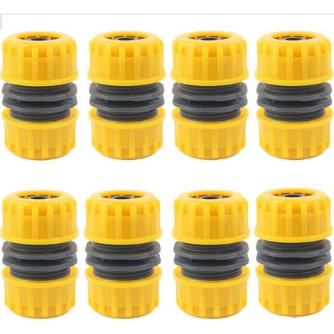 8 Pack 1/2" Garden Hose Double Barb Hose Connectors (Yellow) (1/5)