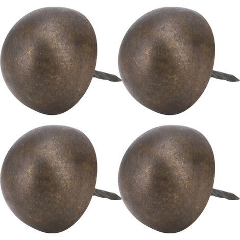 Quatre clous décoratifs ronds en laiton, en laiton antique, mesurant 3-6 cm et 4 cm, de couleur bronze. (1/5)