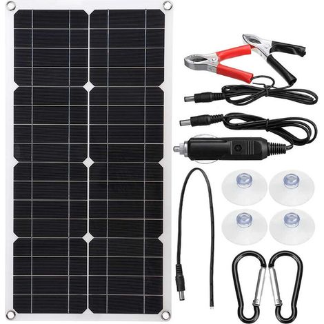Solarbatterieladegerät, Solarpanel-Kit, 12 V, 25 W, monokristallines Solarpanel, Solarpanel-Kit, für Wohnmobil, Yacht, Kraftwerk, Außenbereich, Garten, Camping, Reisen (1/5)