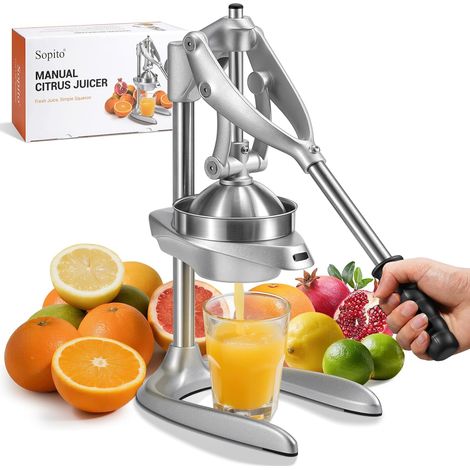 Presse Agrumes, Presse Orange Professionnel, Presse Fruit Manuel pour Orange, Citron, Citron Vert, Pamplemousse, Argent (1/5)